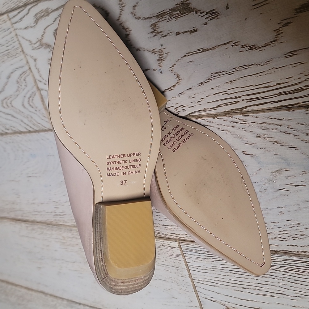 Anthropologie Silent D Puly Western Bootie 6.5/ 37 Taupe Nude Smooth Leather - Picture 9 of 11